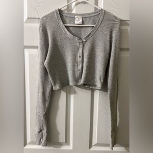 Offline by Aerie Light Gray Waffle Knit Henley